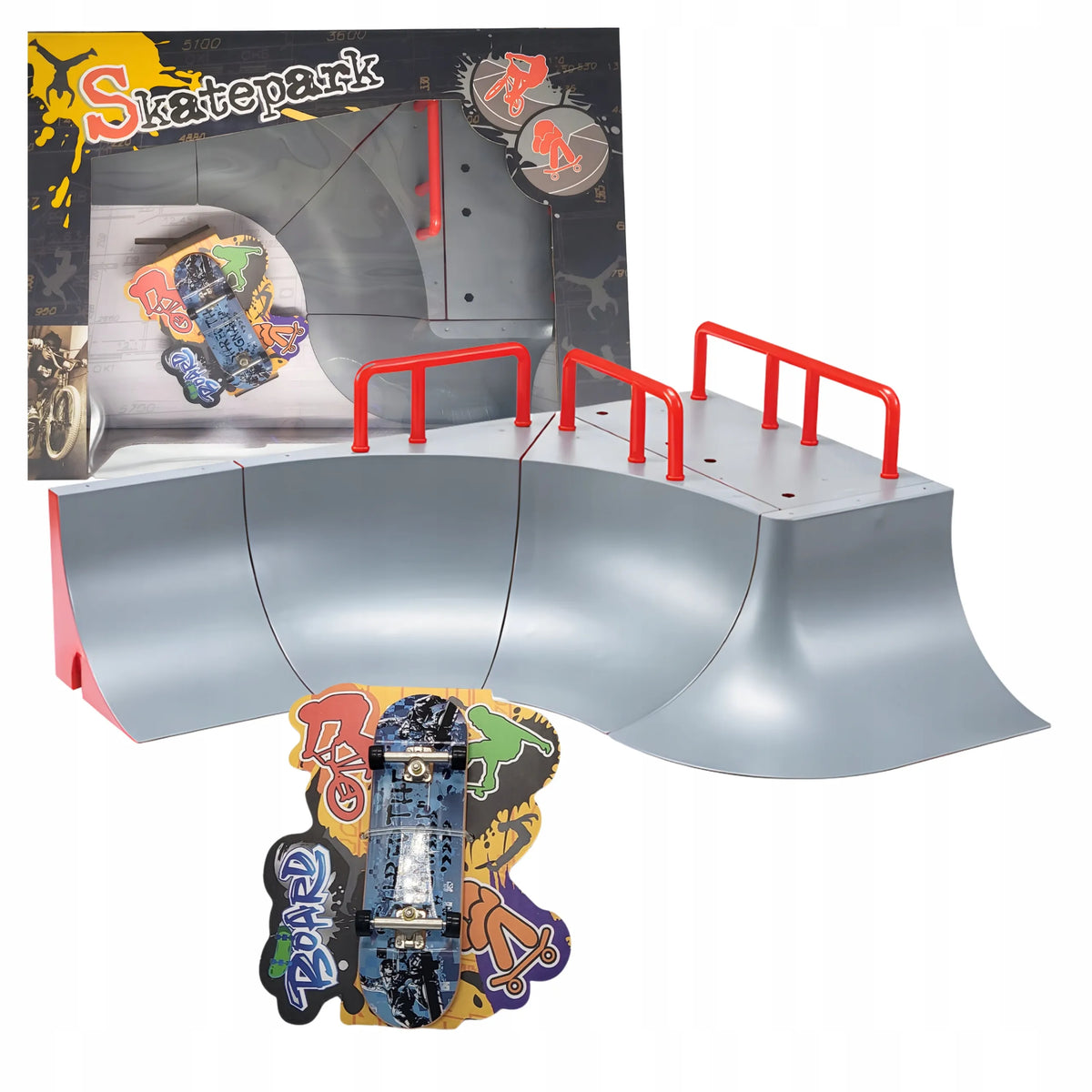 „Fingerboard“ rinkinys su „bowl“ rampa ir mini riedlente