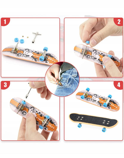 „Fingerboard“ skateparko rinkinys 6 viename vaikams: 6 rampos, 6 mini riedlentės ir stovelis