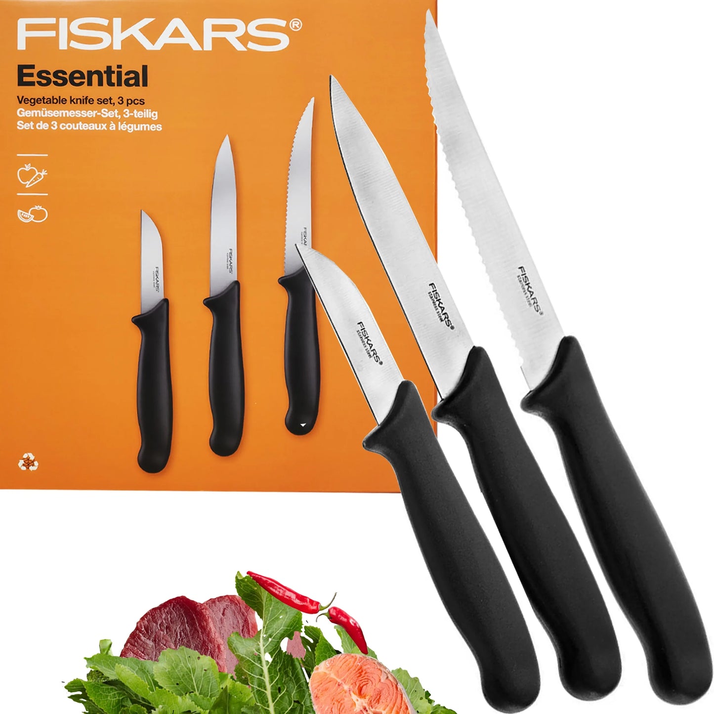 FISKARS ESSENTIAL virtuvinių peilių rinkinys, 6 vnt.