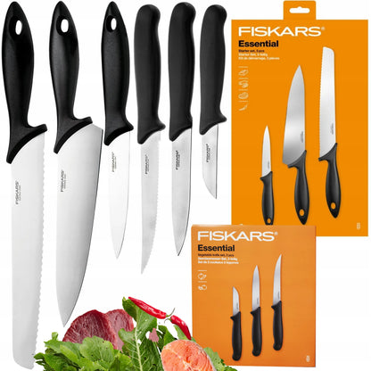 FISKARS ESSENTIAL virtuvinių peilių rinkinys, 6 vnt.