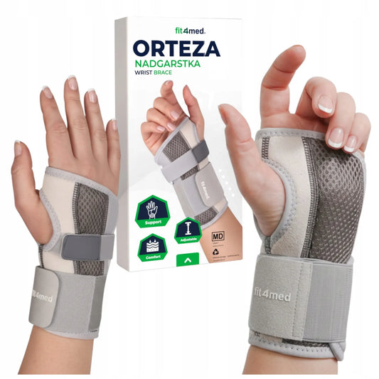 „Fit4Med“ dešiniojo riešo ortozė – universalaus dydžio plaštakos stabilizatorius su įtvarais