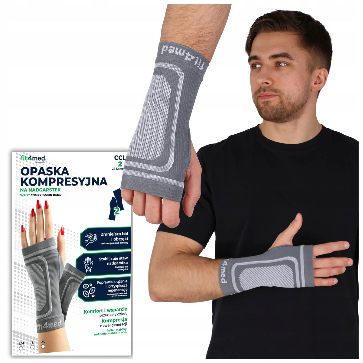 FIT4MED elastinis kompresinis riešo įtvaras, S/M, 2 vnt.