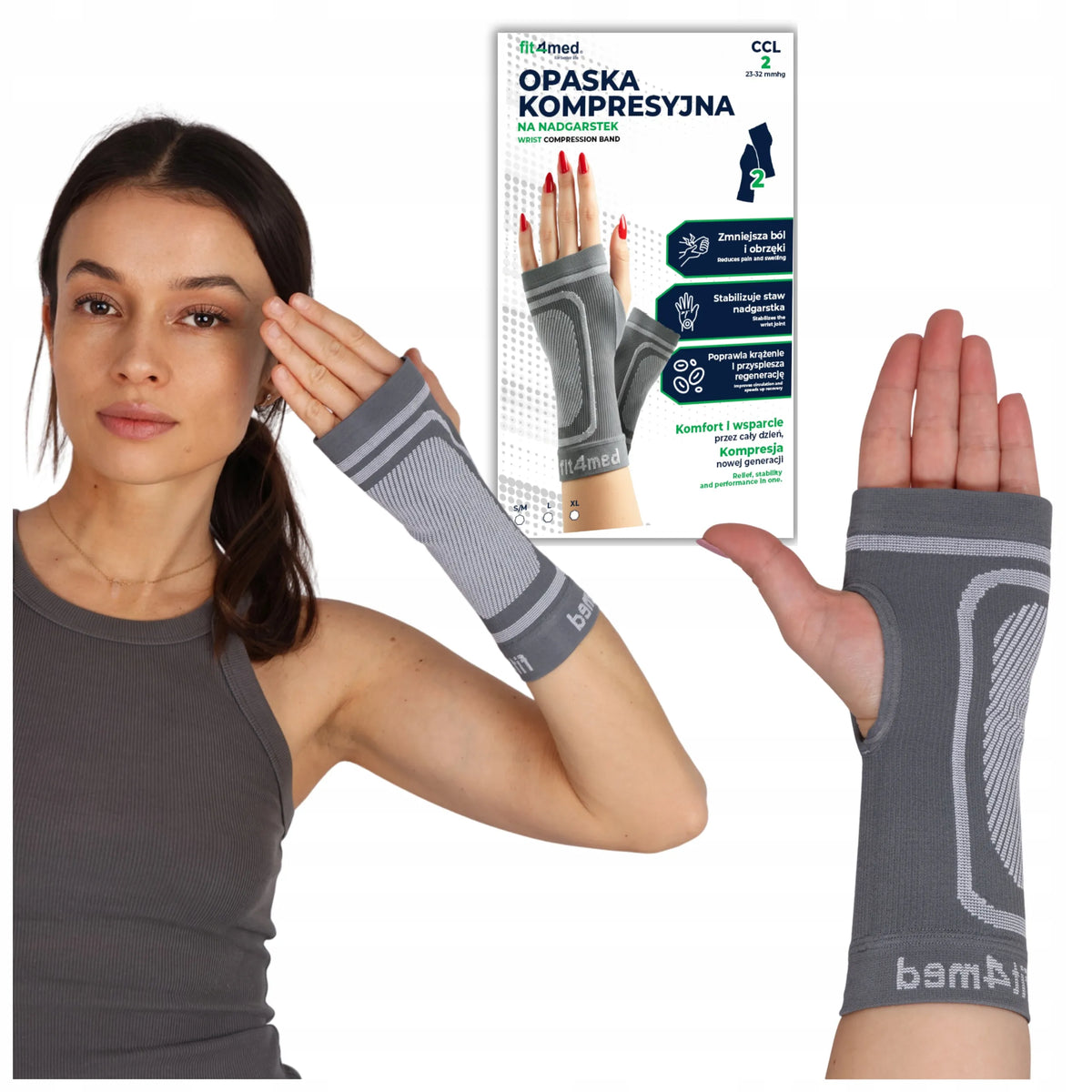 FIT4MED elastinis kompresinis riešo įtvaras, S/M, 2 vnt.