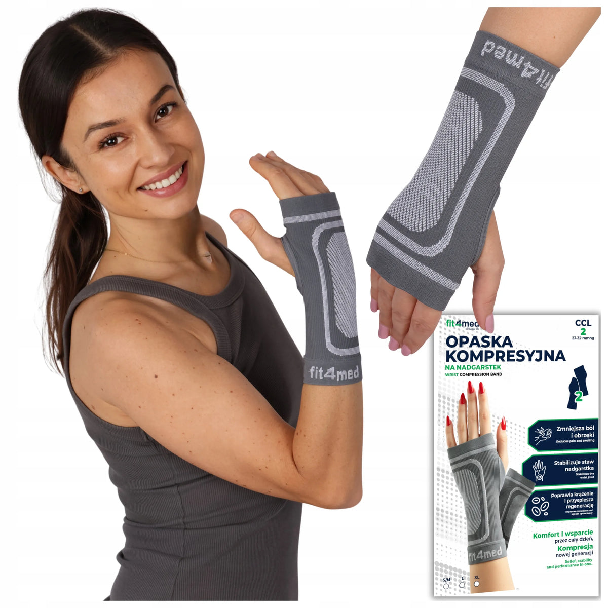 FIT4MED elastinis kompresinis riešo įtvaras, S/M, 2 vnt.