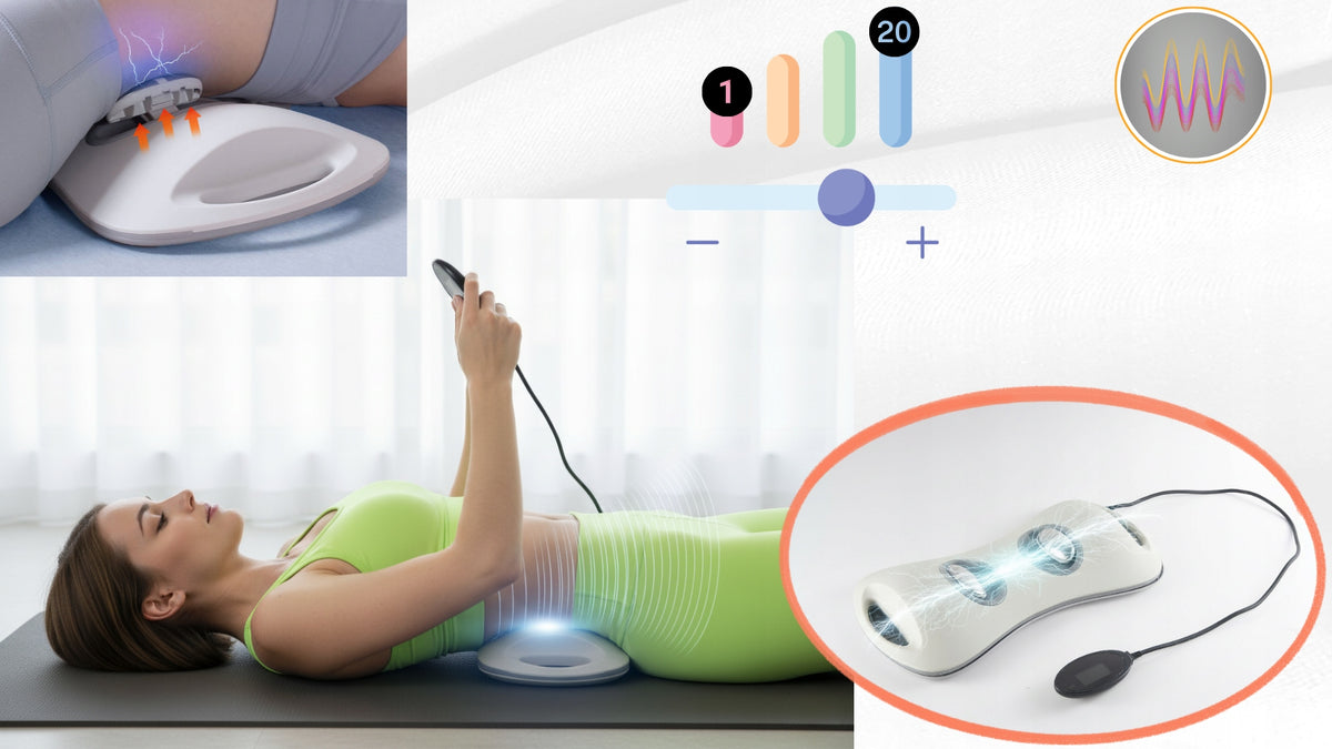 Fit4Med nugaros masažuoklis su EMS elektrostimuliacija, šildymu ir tempimo funkcija