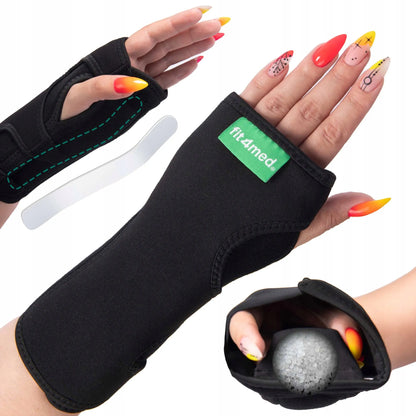 „Fit4Med“ stabilizuojantis riešo įtvaras su nykščio anga, reguliuojamais tvirtais „Velcro“ dirželiais