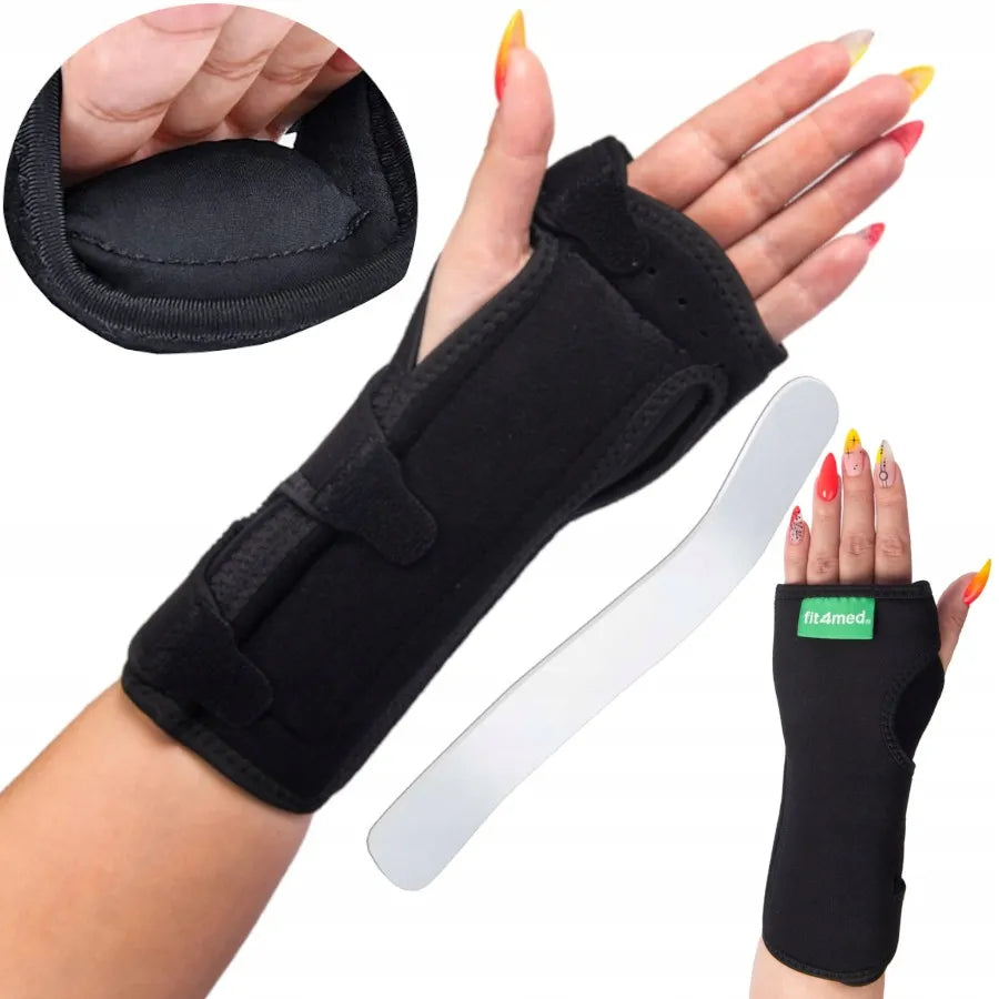 „Fit4Med“ stabilizuojantis riešo įtvaras su nykščio anga, reguliuojamais tvirtais „Velcro“ dirželiais