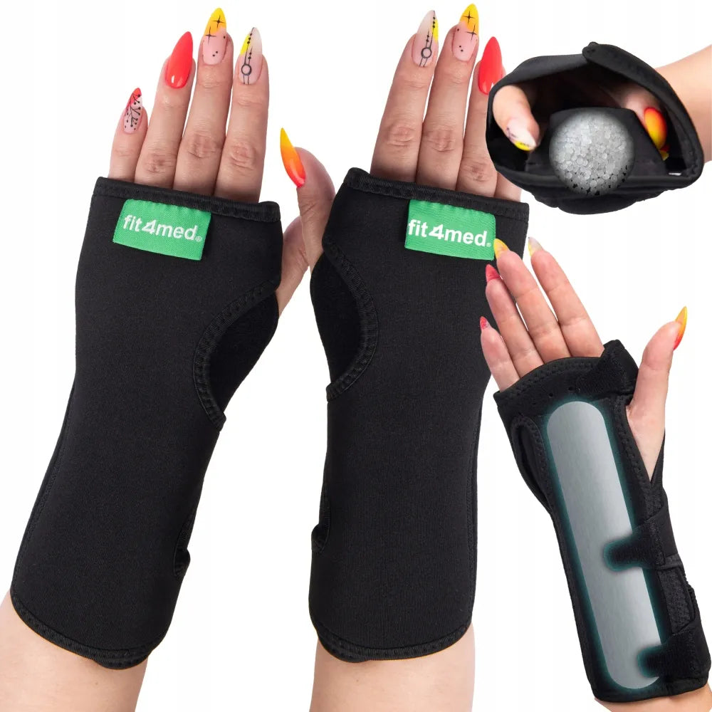 „Fit4Med“ stabilizuojantis riešo įtvaras su nykščio anga, reguliuojamais tvirtais „Velcro“ dirželiais