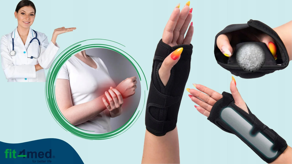 „Fit4Med“ stabilizuojantis riešo įtvaras su nykščio anga, reguliuojamais tvirtais „Velcro“ dirželiais