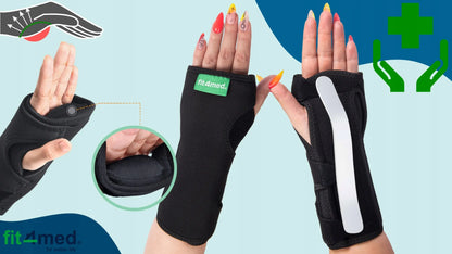 „Fit4Med“ stabilizuojantis riešo įtvaras su nykščio anga, reguliuojamais tvirtais „Velcro“ dirželiais