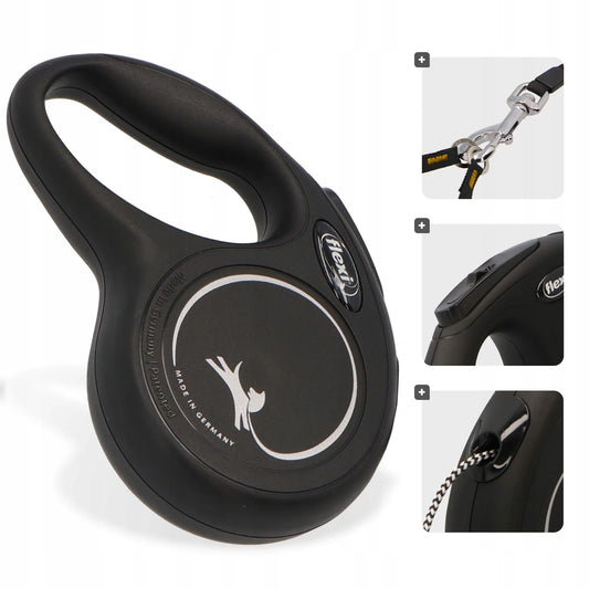 „Flexi New Classic“ automatinis pavadėlis šunims, 3 m, XS, juodas, su užraktu, iki 8 kg