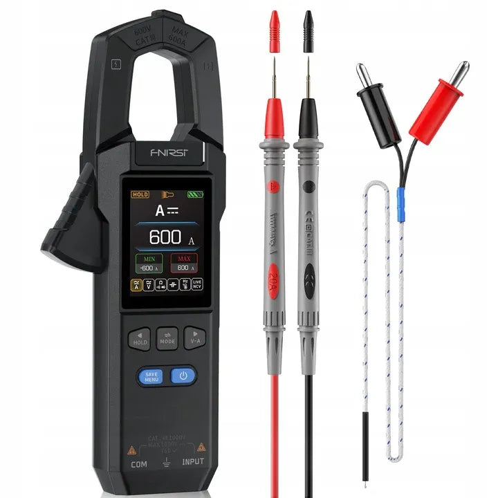 FNIRSI DMC-100 gnybtinis matuoklis True RMS 600A 750V NCV USB-C
