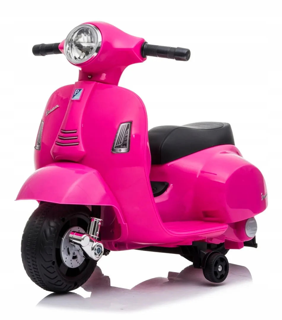 Fuksijos spalvos akumuliatorinis vaikiškas motoroleris Vespa MINI Sun Baby