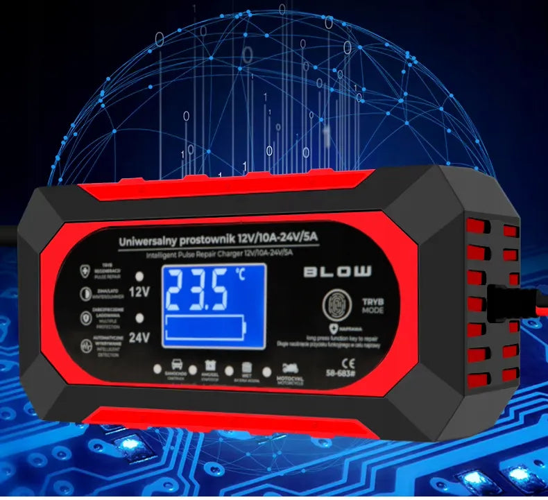 GAALINGAS AUTOMATINIS AUTOMOBILINIS AKUMULIATORIŲ ĮKROVIKLIS 10A 12V 24V SU REMONTO FUNKCIJA