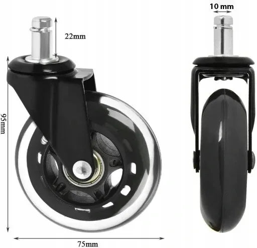 GALAXIA ratukai IKEA biuro kėdei, sukami, guminiai, silikoniniai, 5 vnt., 10 mm