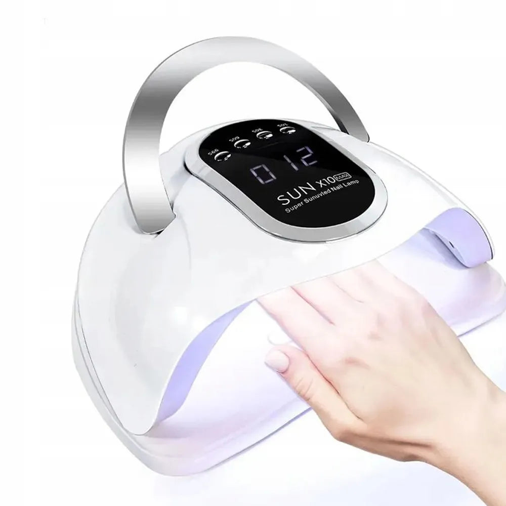 Galinga UV/LED lempa nagams „Sun x10 Max“ su LCD ekranu ir rankena, 280 W