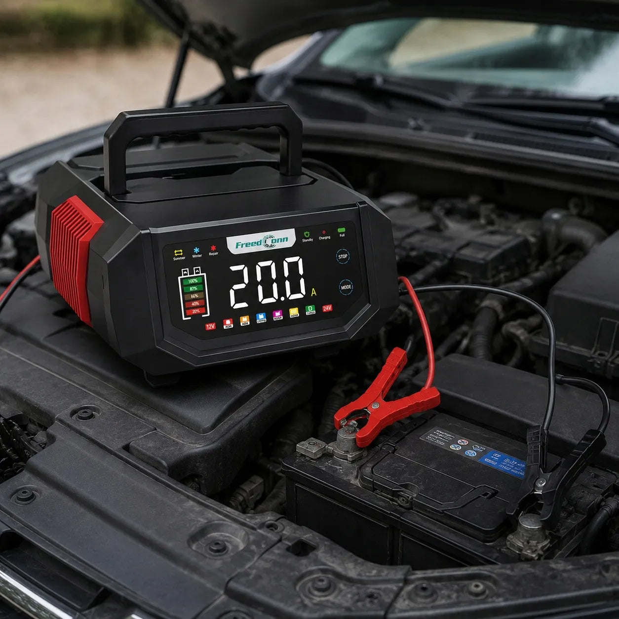 GALINGAS 20A 12V 24V ĮKROVIKLIS MIKROAUTOBUSAMS IR AUTOMOBILIŲ AKUMULIATORIAMS