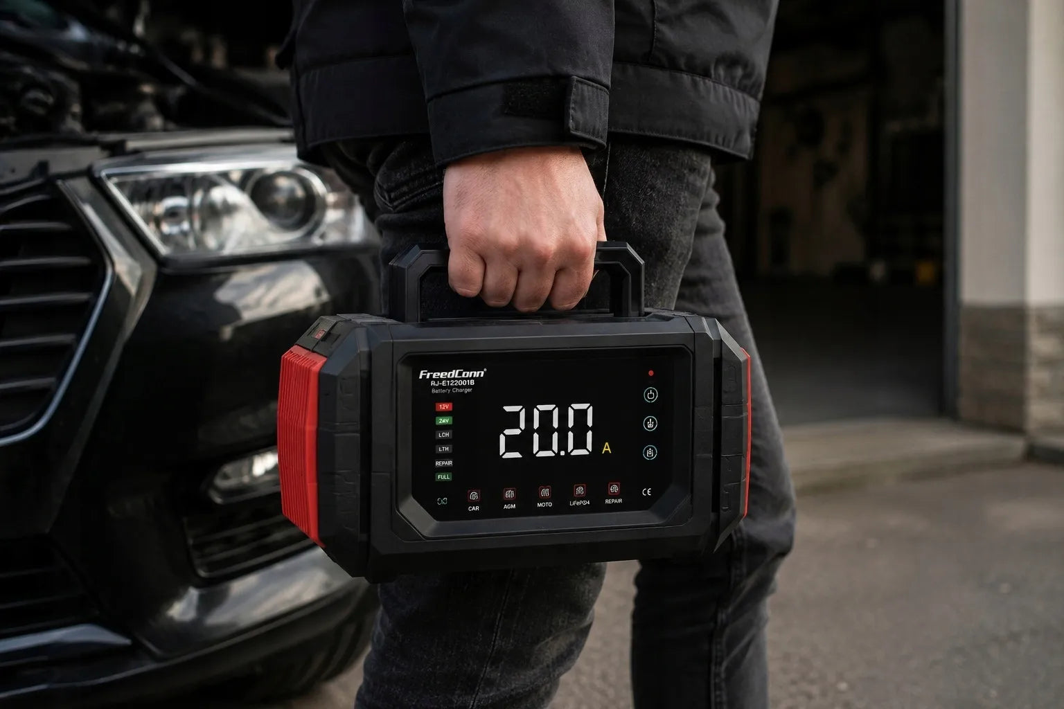 GALINGAS 20A 12V 24V ĮKROVIKLIS MIKROAUTOBUSAMS IR AUTOMOBILIŲ AKUMULIATORIAMS