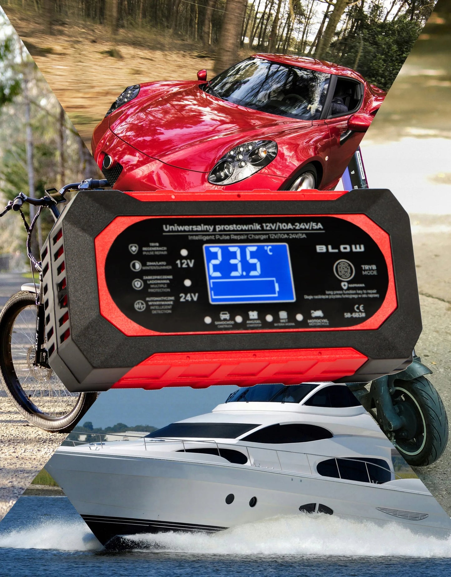 Galingas automatinis akumuliatorių įkroviklis su remonto funkcija 12V 24V 10A