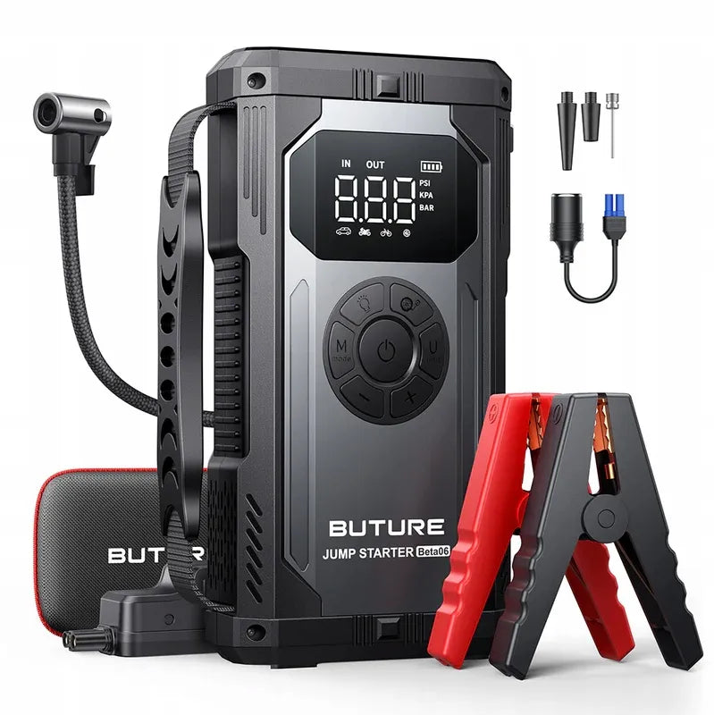 Galingas automobilinis paleidiklis Jump Starter Buture 4000A su kompresoriumi ir išorine baterija