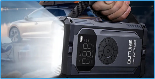 Galingas automobilinis paleidiklis Jump Starter Buture 4000A su kompresoriumi ir išorine baterija