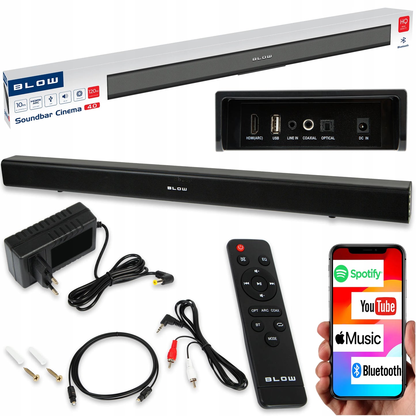 Galingas BLOW CINEMA 4.0 V2 garso projektorius (soundbar) Bluetooth, USB, HDMI, AUX 120W