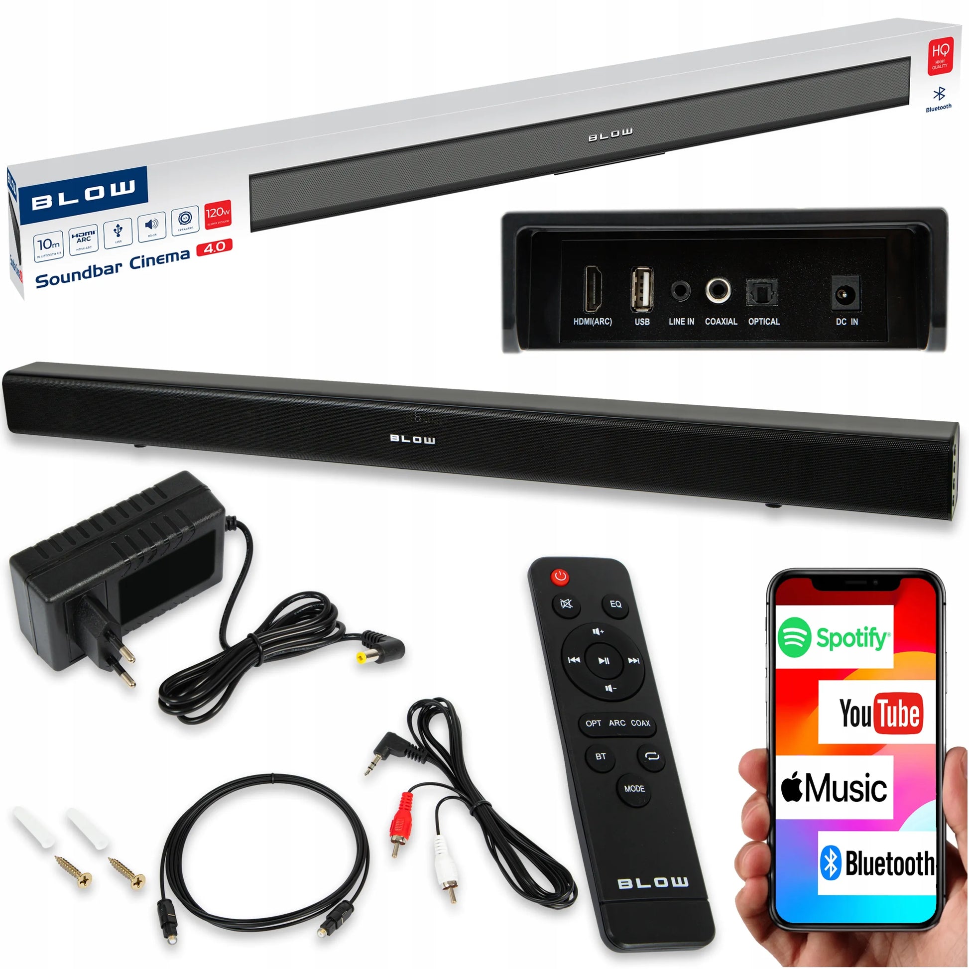 Galingas BLOW CINEMA 4.0 V2 garso projektorius (soundbar) Bluetooth, USB, HDMI, AUX 120W