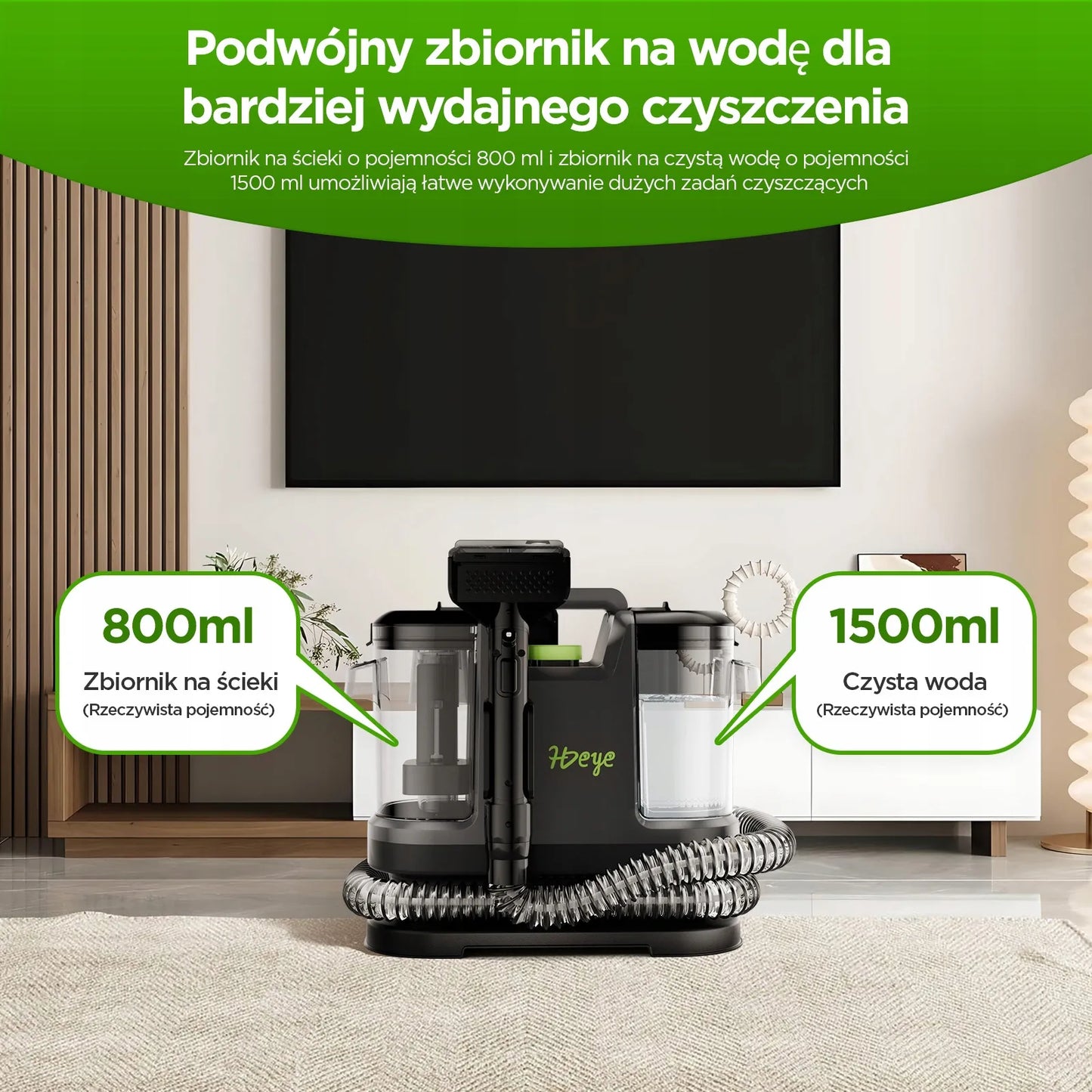 Galingas drėgno ir sauso valymo siurblys kilimams bei sofoms 500W HDeye