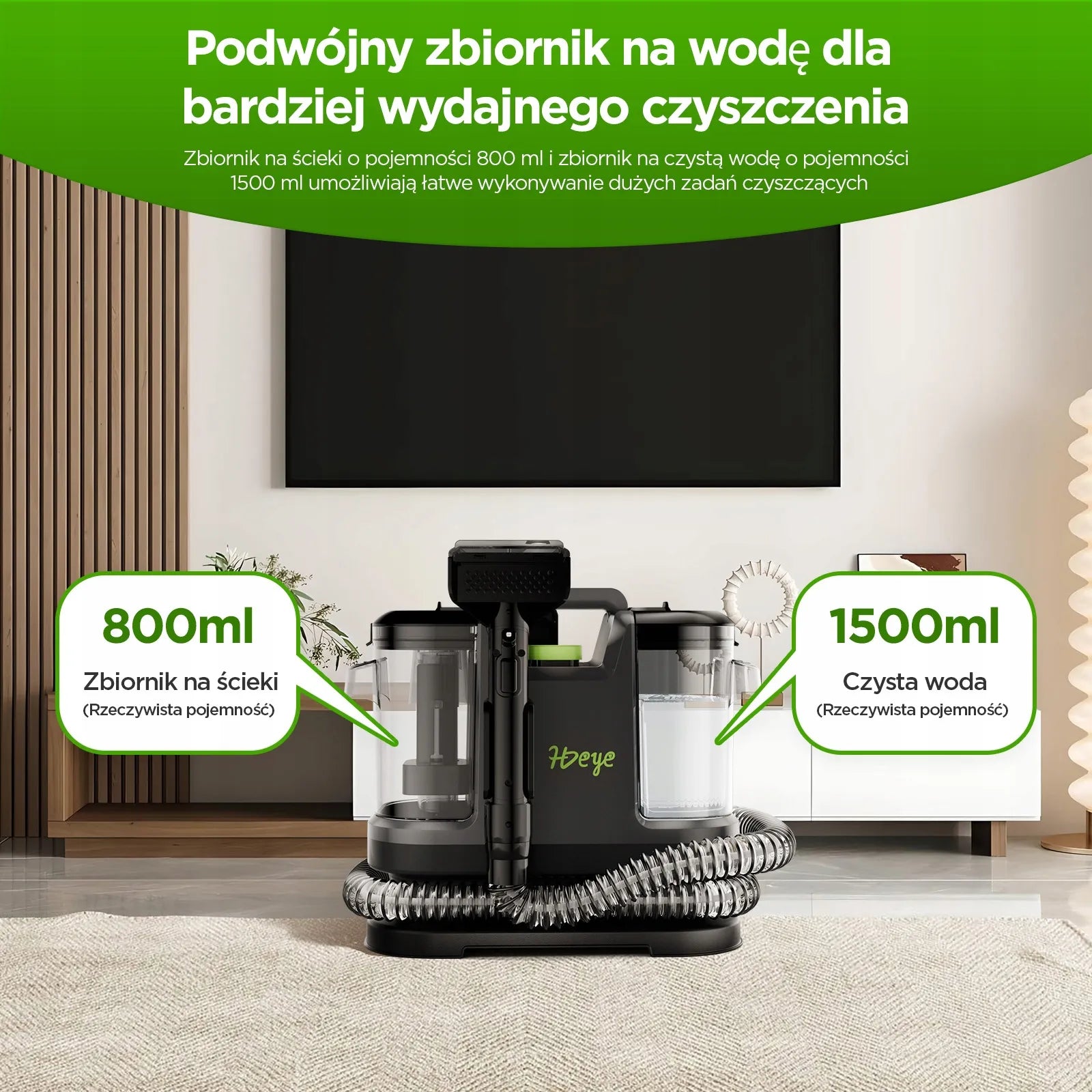 Galingas drėgno ir sauso valymo siurblys kilimams bei sofoms 500W HDeye