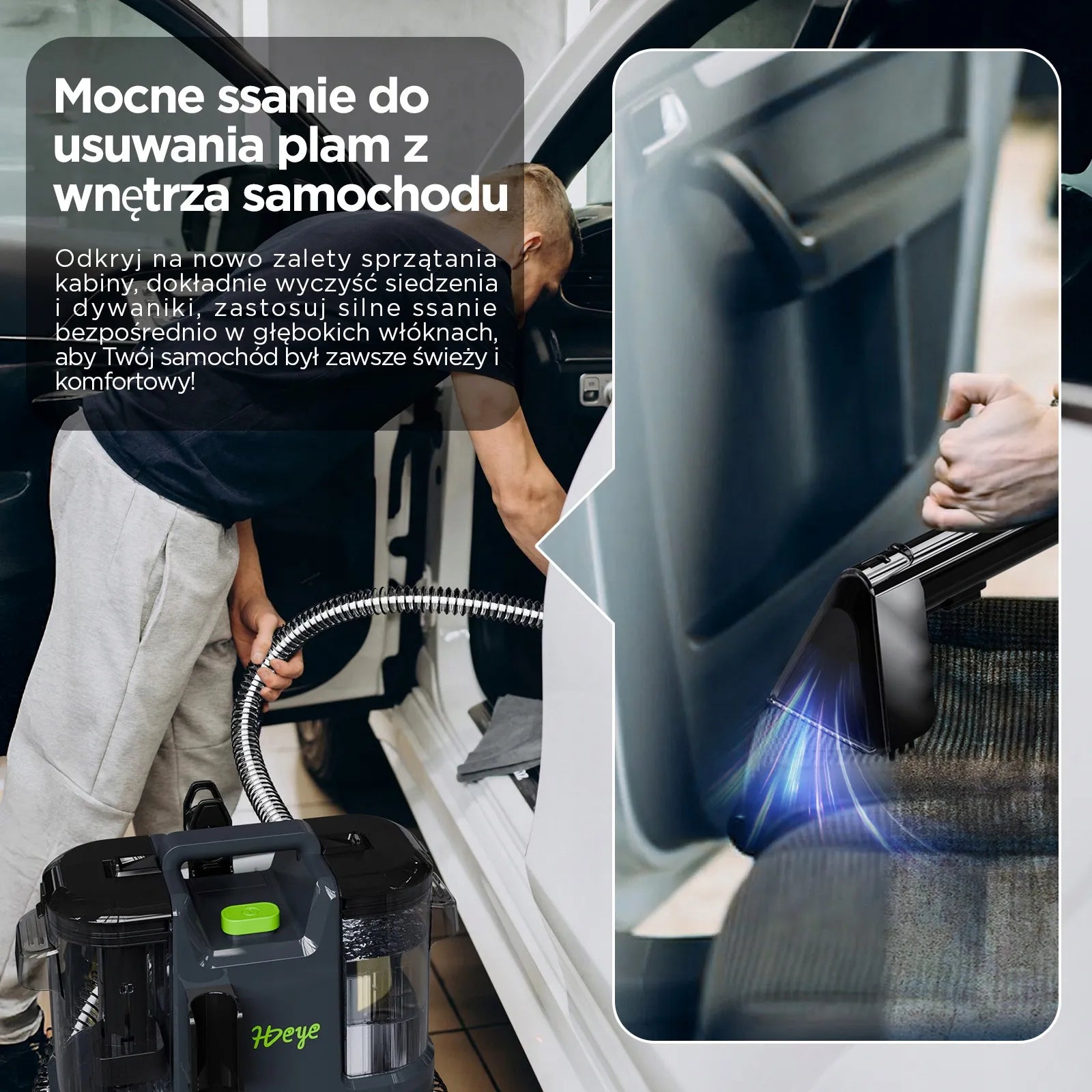 Galingas drėgno ir sauso valymo siurblys kilimams bei sofoms 500W HDeye