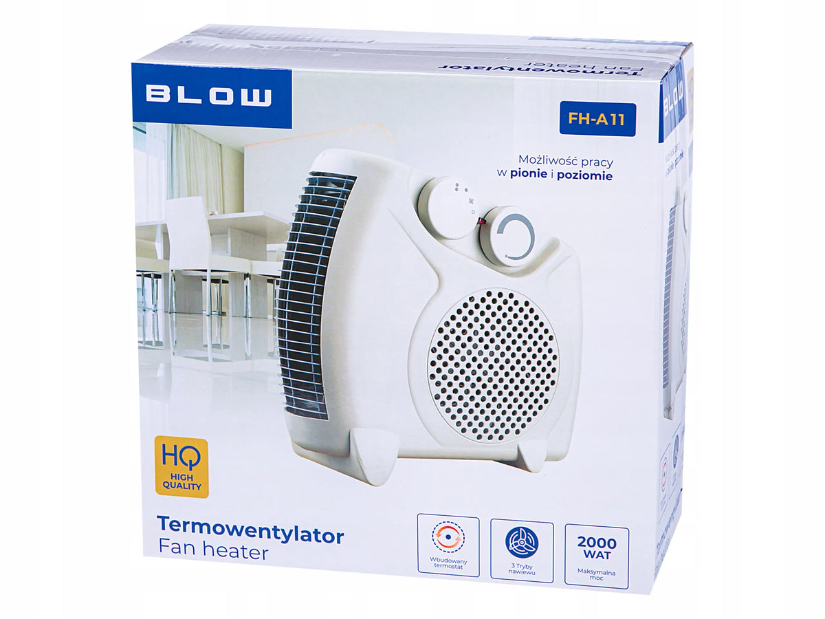 Galingas elektrinis termoventiliatorius „BLOW FH-A11“, 2000 W, su termostatu
