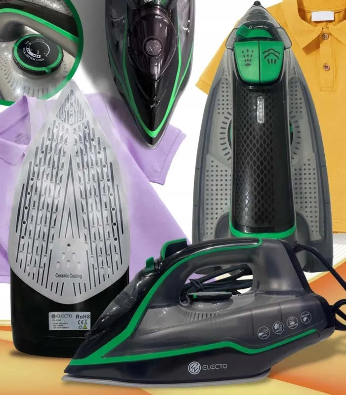 Galingas garinis lygintuvas „Electo VaporePro Green“ su keraminiu padu, 3000 W