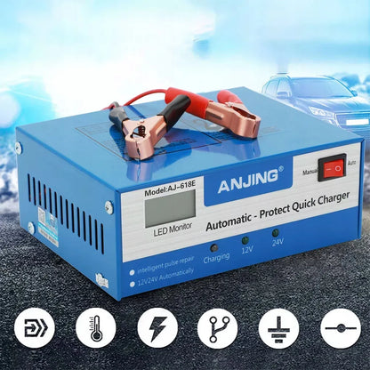 Galingas išmanusis automobilinis akumuliatoriaus įkroviklis 24V 12V 10A