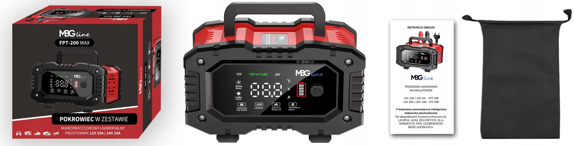 Galingas išmanusis įkroviklis MBG Line 20 A 12V/24V akumuliatoriams FPT-200