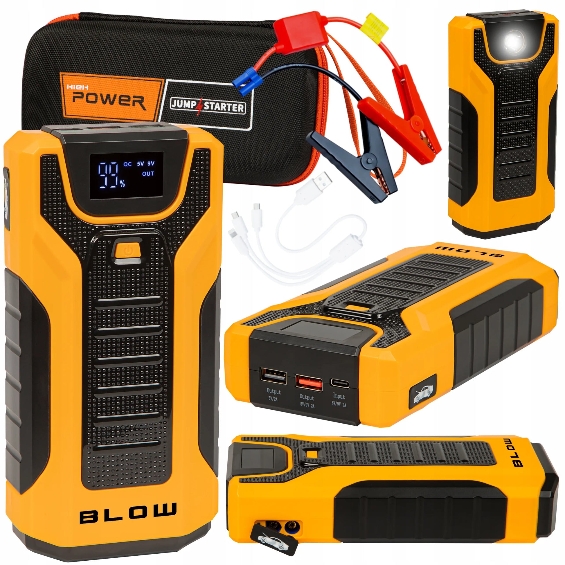 Galingas "Jump Starter" automobilio užvediklis, 30000 mAh „Powerbank“ su žibintuvėliu