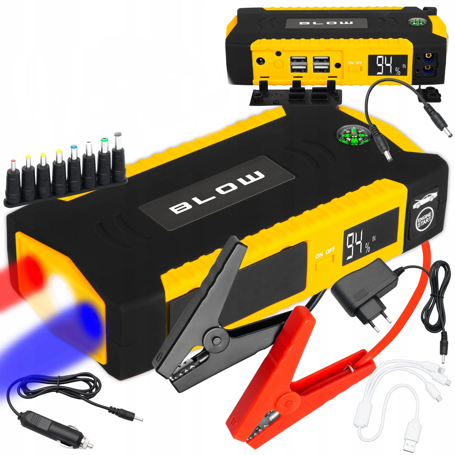 Galingas JUMP STARTER užvedimo įrenginys su „Powerbank“ funkcija 12V 16800mAh rinkinys