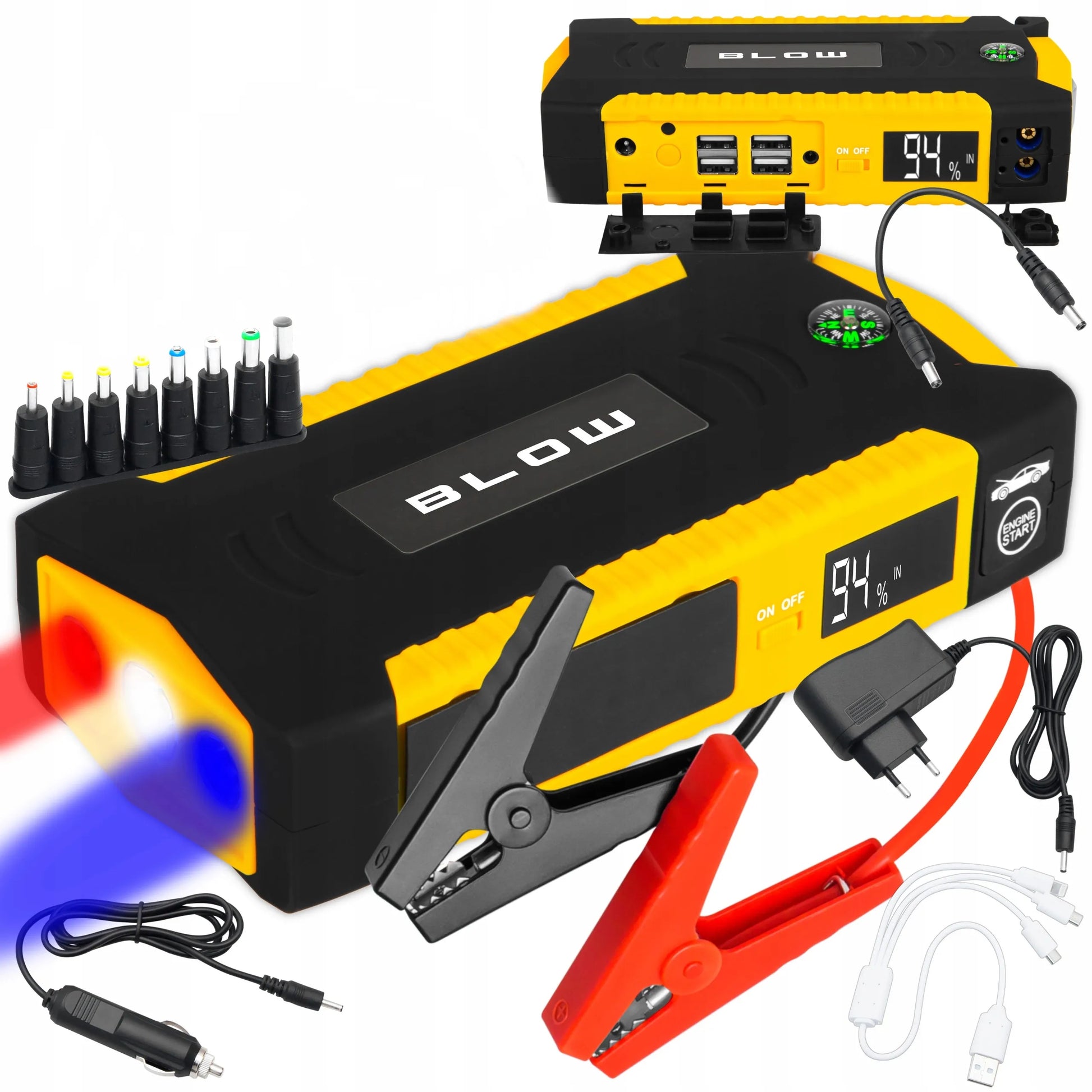 Galingas JUMP STARTER užvedimo įrenginys su „Powerbank“ funkcija 12V 16800mAh rinkinys