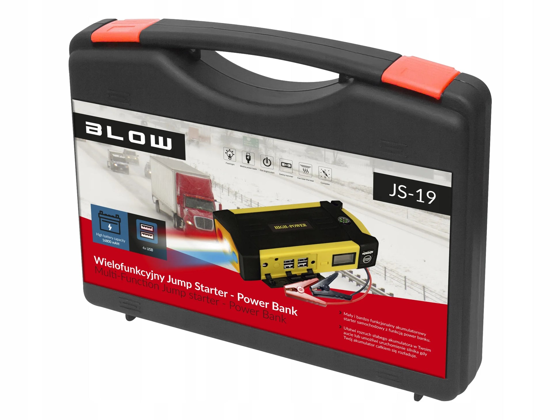 Galingas JUMP STARTER užvedimo įrenginys su „Powerbank“ funkcija 12V 16800mAh rinkinys