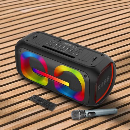 Galingas nešiojamas „Bluetooth“ garsiakalbis su mikrofonu ir pulteliu, USB, SD, karaokė