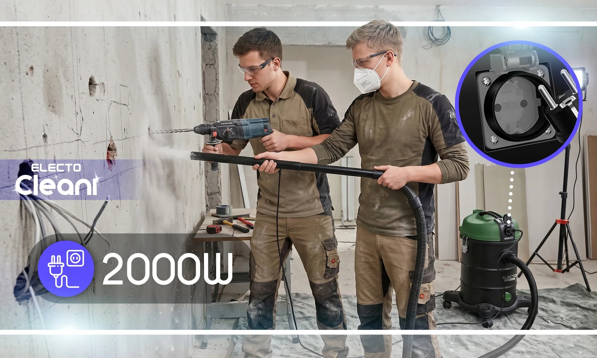 Galingas pramoninis vakuuminis siurblys Electo 3300W be maišelio su dulkių purtytimi 2in1 sausam ir šlapiam valymui