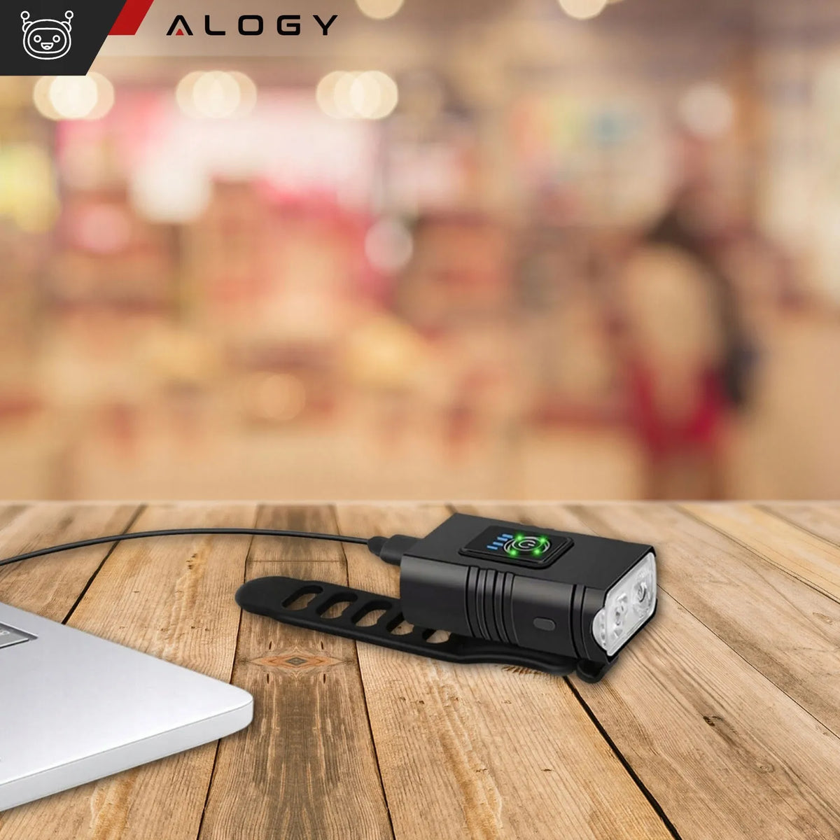 Galingas priekinis LED dviračio žibintas „Alogy“, 800 lm, atsparus vandeniui