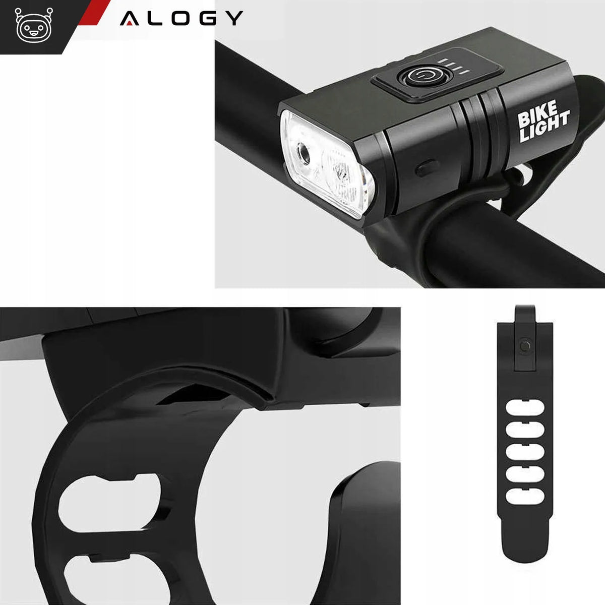 Galingas priekinis LED dviračio žibintas „Alogy“, 800 lm, atsparus vandeniui