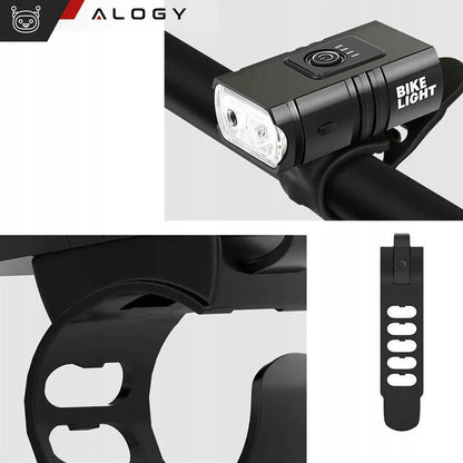 Galingas priekinis LED dviračio žibintas „Alogy“, 800 lm, atsparus vandeniui