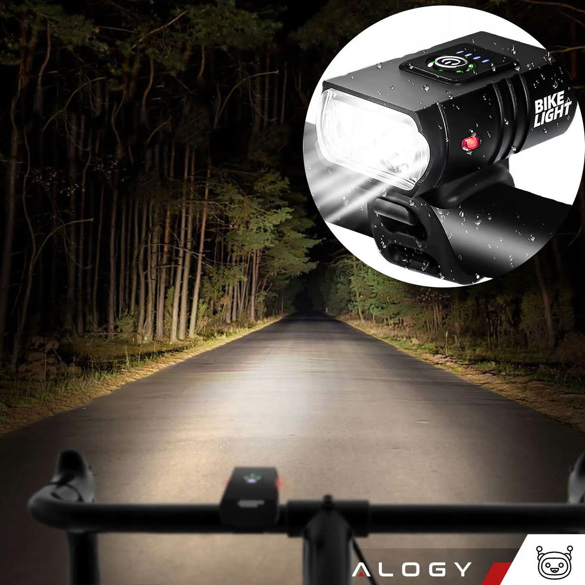 Galingas priekinis LED dviračio žibintas „Alogy“, 800 lm, atsparus vandeniui