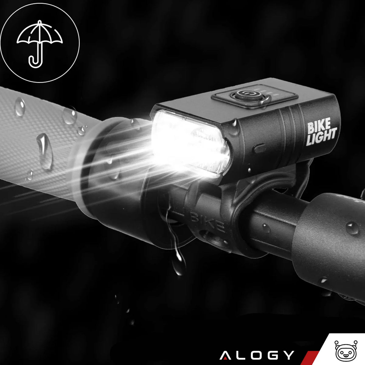 Galingas priekinis LED dviračio žibintas „Alogy“, 800 lm, atsparus vandeniui