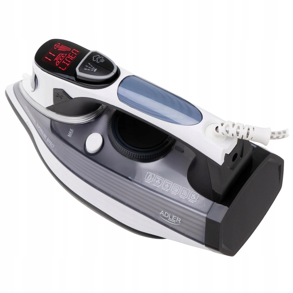 Garinis lygintuvas su LCD ekranu „Adler AD5053“, 3000 W, anoduotas SWIFT GLIDE padas