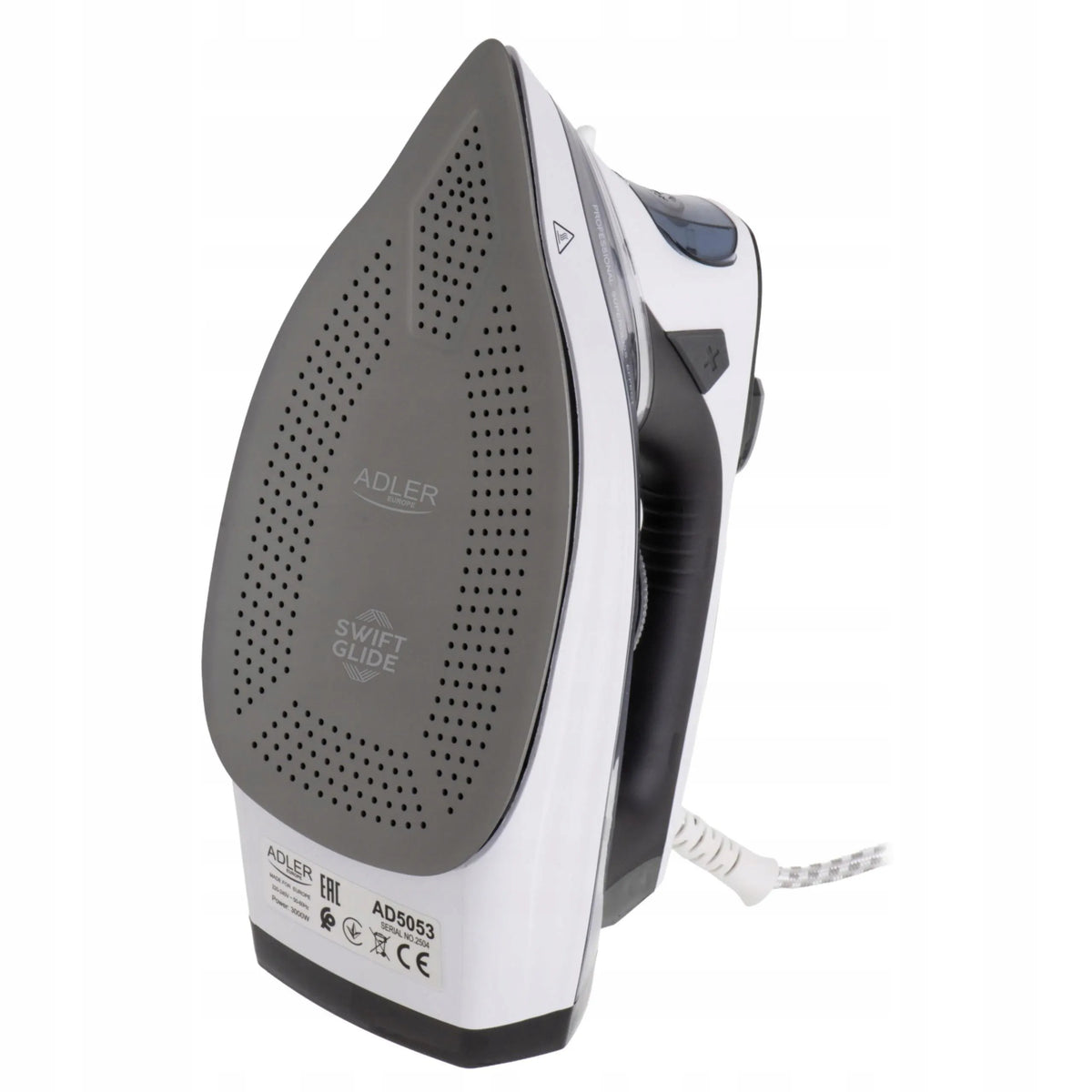 Garinis lygintuvas su LCD ekranu „Adler AD5053“, 3000 W, anoduotas SWIFT GLIDE padas