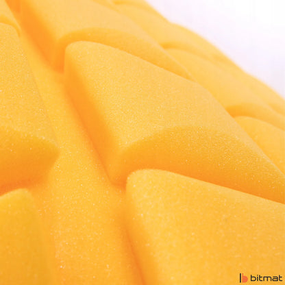 Garsą izoliuojanti akustinė plokštė Bitmat, iškili kubo forma, geltona, 50x50x5 cm