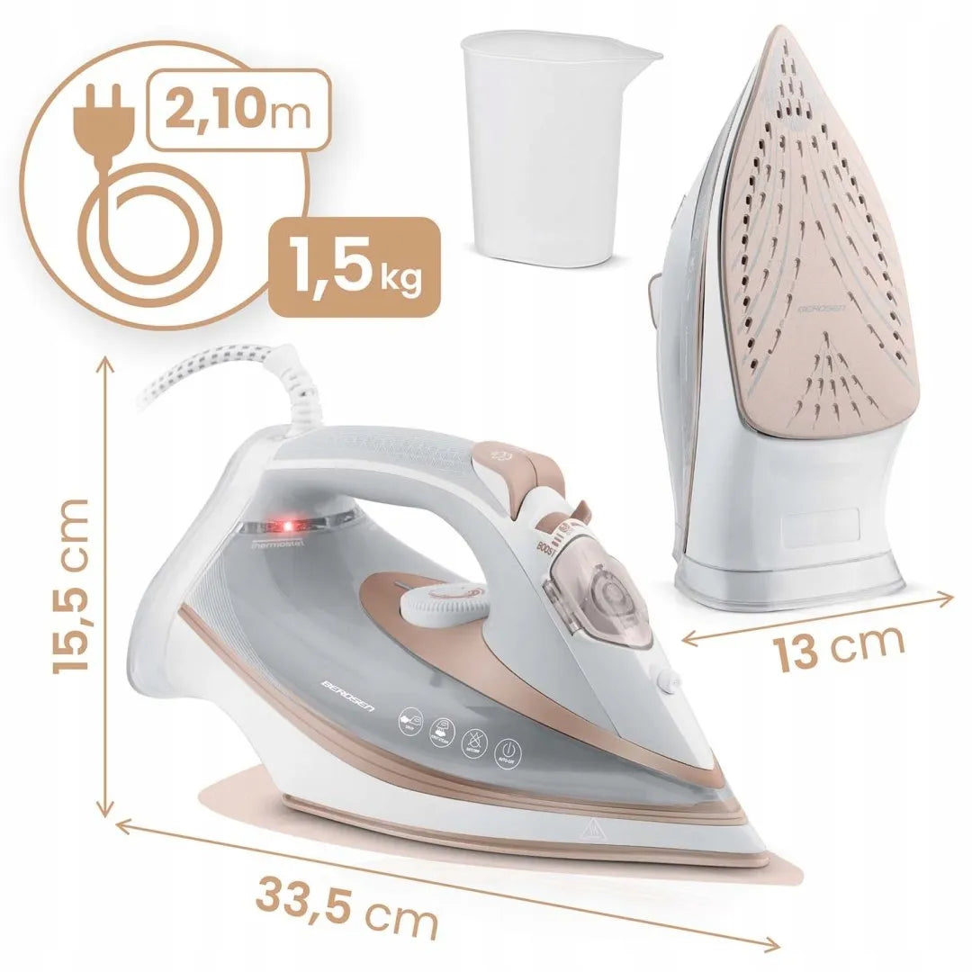Garų lygintuvas Berdsen BD-332, 3000W, keraminis padas, vertikalus lyginimas