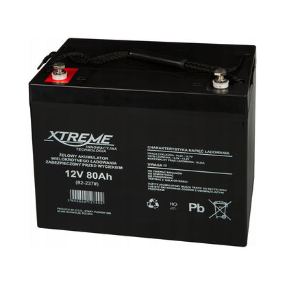 Gelinis akumuliatorius XTREME 12V 80Ah kemperiui jachtai valčiai